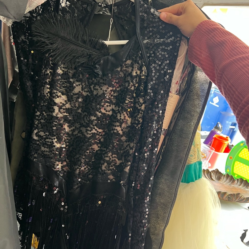 Black Sequin Fringe Dance Costume